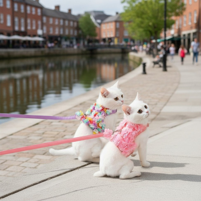 Luxury Floral Pet Harness Dress Set 🌸