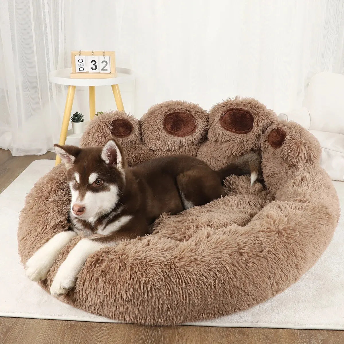 Transform Your Pet's Sleep with the Adorable Bear Paw Dog Bed - Cozy, Fluffy, and Perfect for All Sizes!