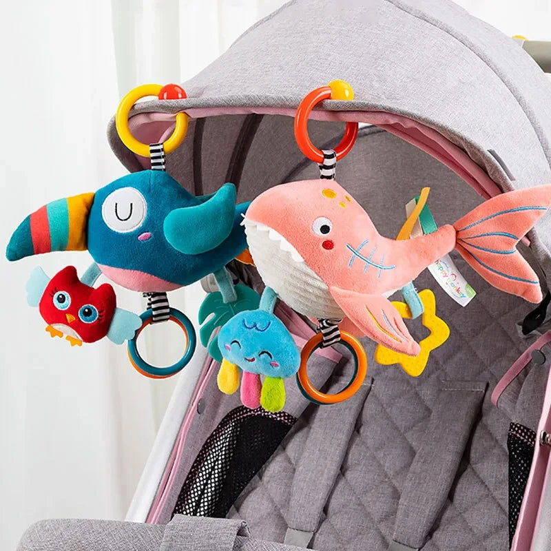 Enchanting Plush Animal Crib Mobile Toy - Perfect for Stroller, Car Seat & Nursery Fun!
