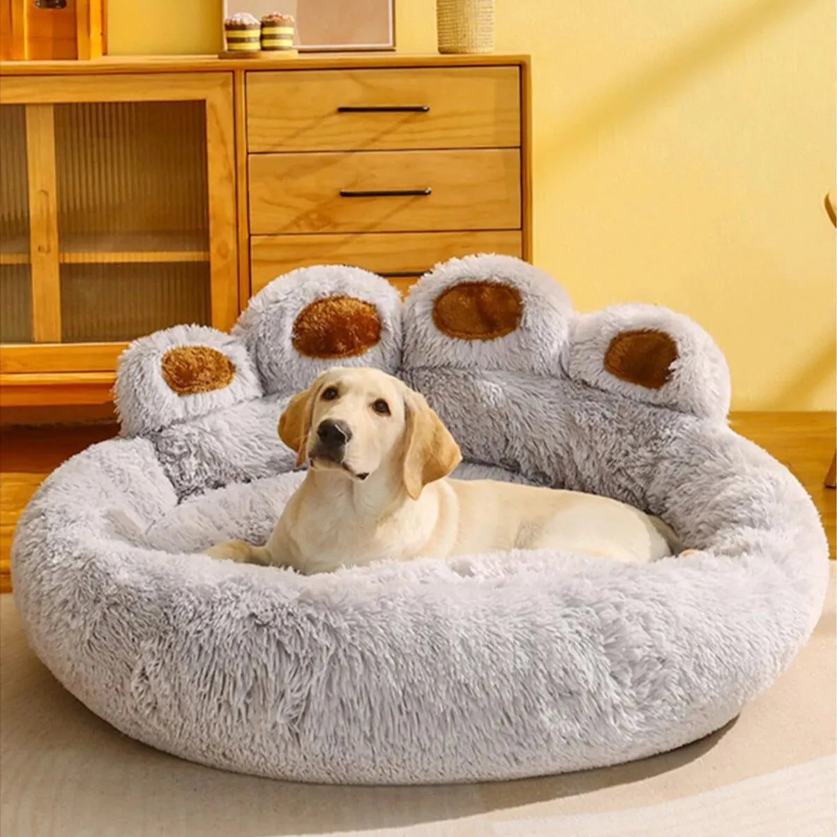 Transform Your Pet's Sleep with the Adorable Bear Paw Dog Bed - Cozy, Fluffy, and Perfect for All Sizes!