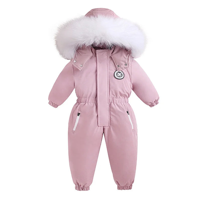 “Luxe Winter Snowsuit with Faux Fur – Premium Hooded Jumpsuit for Toddlers (12M–3T)”
