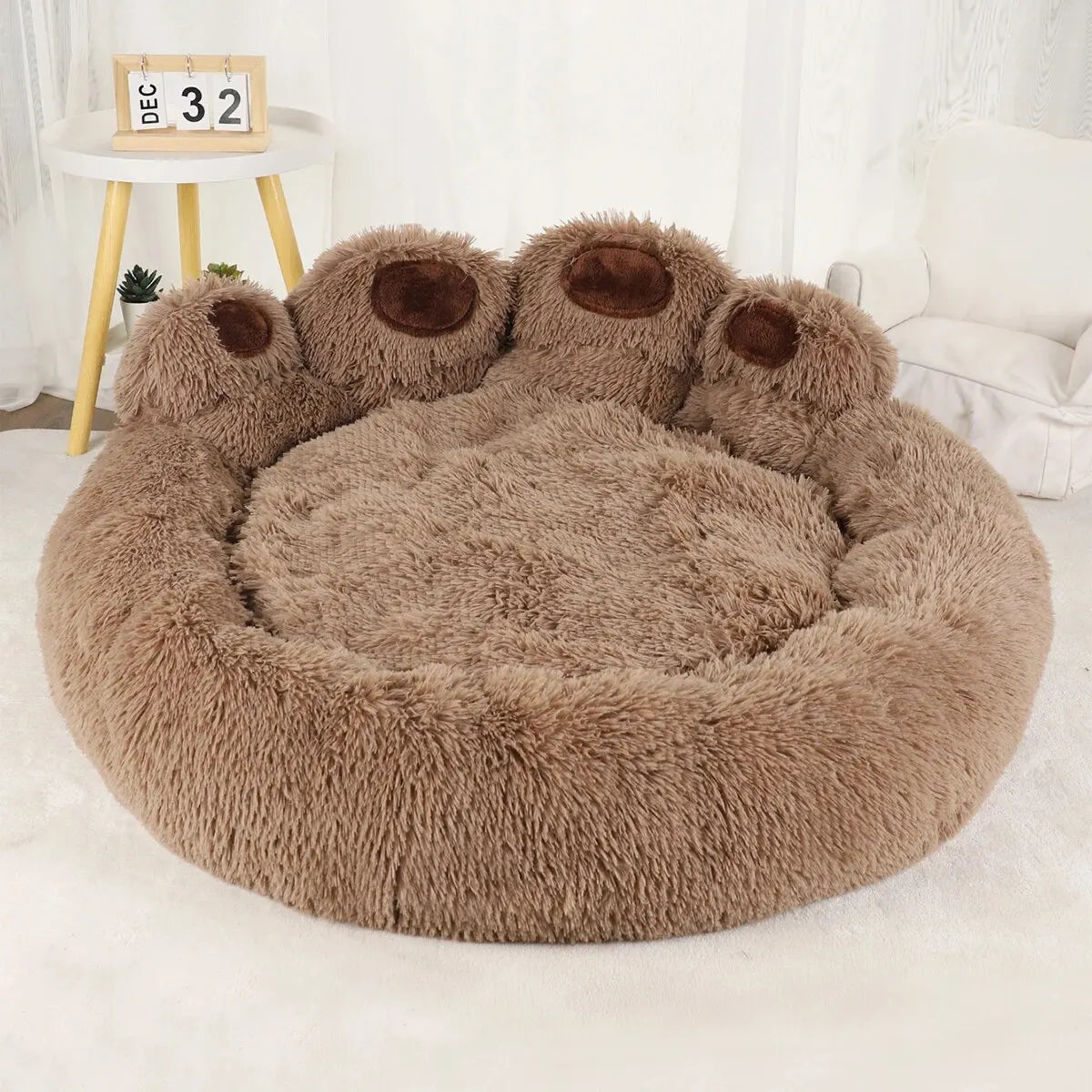 Transform Your Pet's Sleep with the Adorable Bear Paw Dog Bed - Cozy, Fluffy, and Perfect for All Sizes!