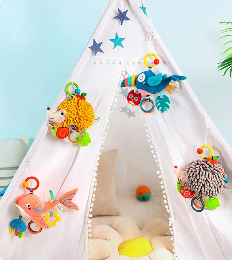 Enchanting Plush Animal Crib Mobile Toy - Perfect for Stroller, Car Seat & Nursery Fun!