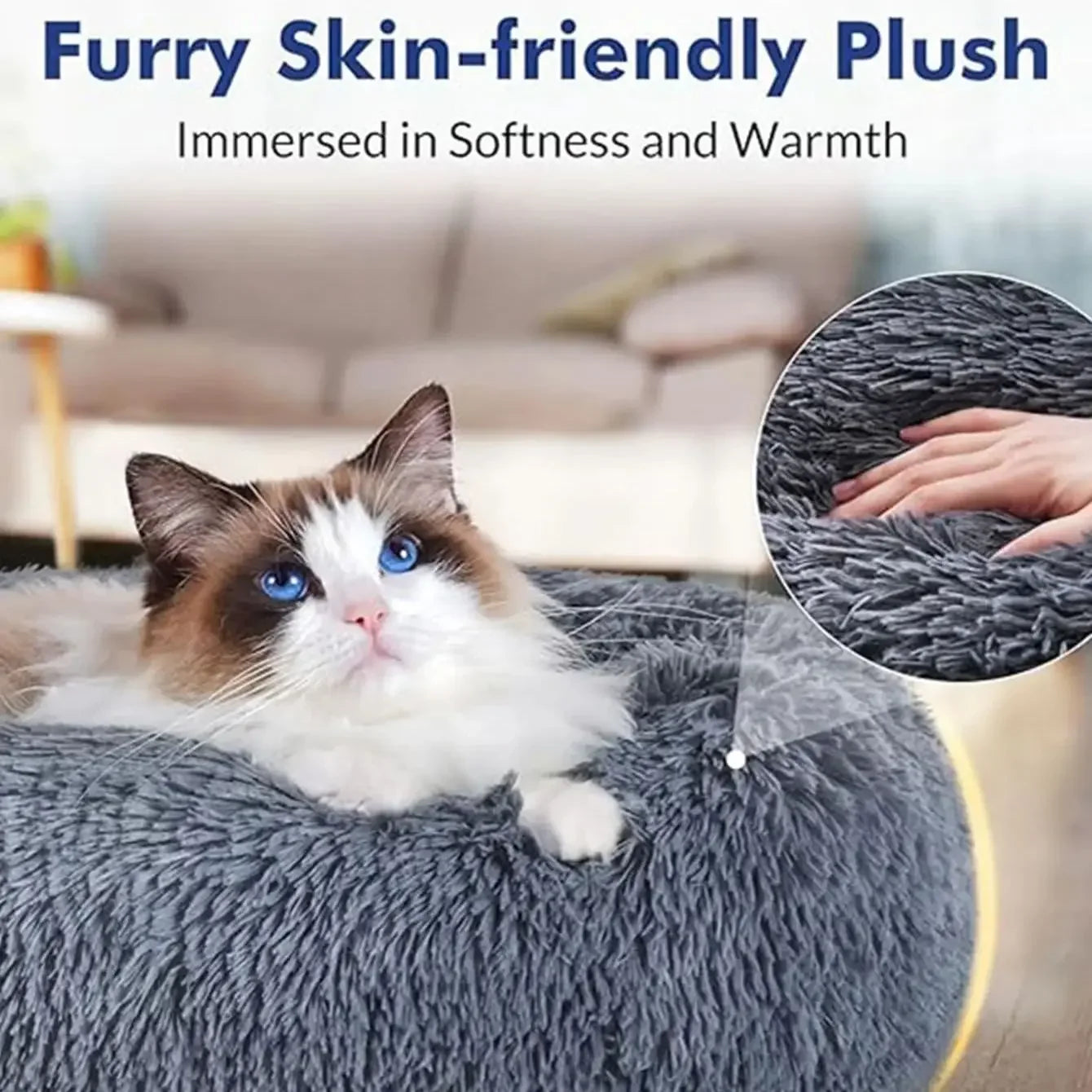 Luxurious Cozy & Plush Round Pet Bed for Large Dogs & Cats - The Ultimate Sleeping Retreat (40-90cm)