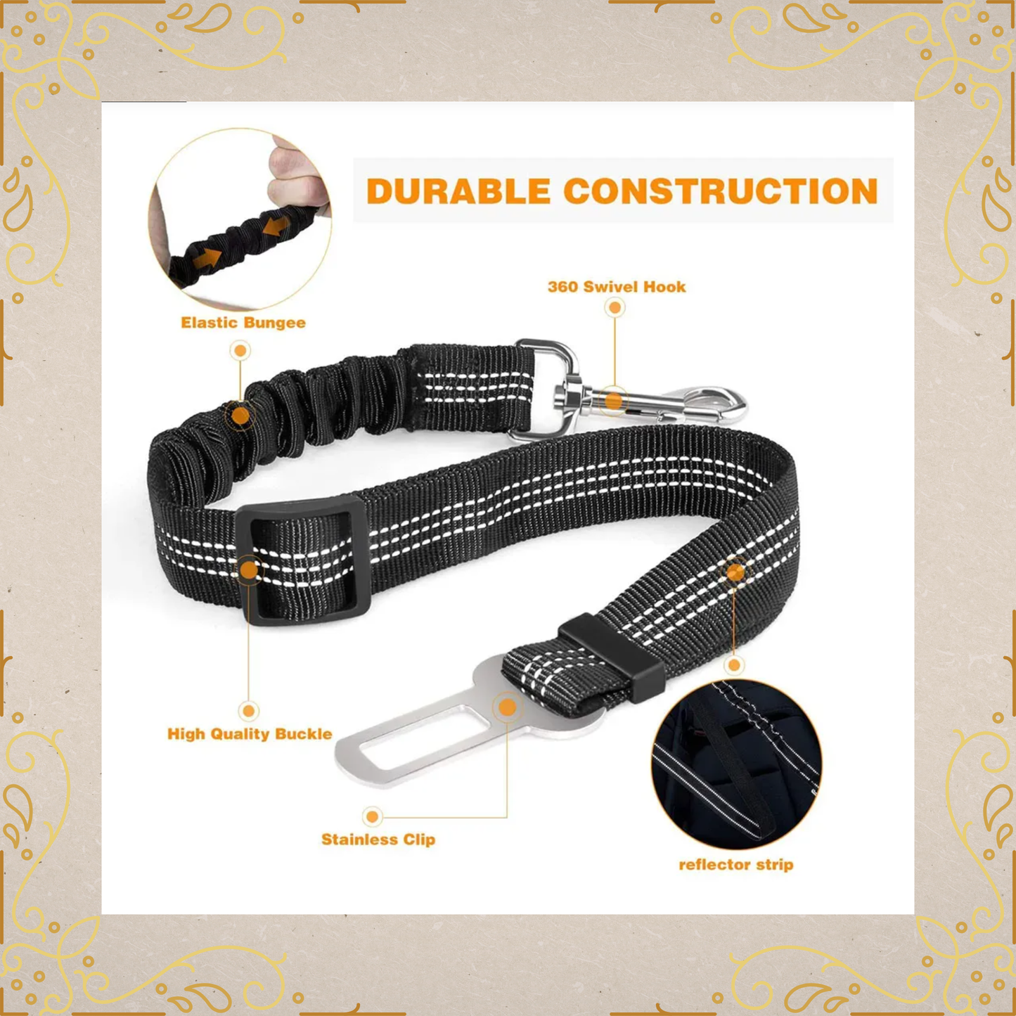 🐾LuxePaw Reflective Dog Seat Belt 🚗