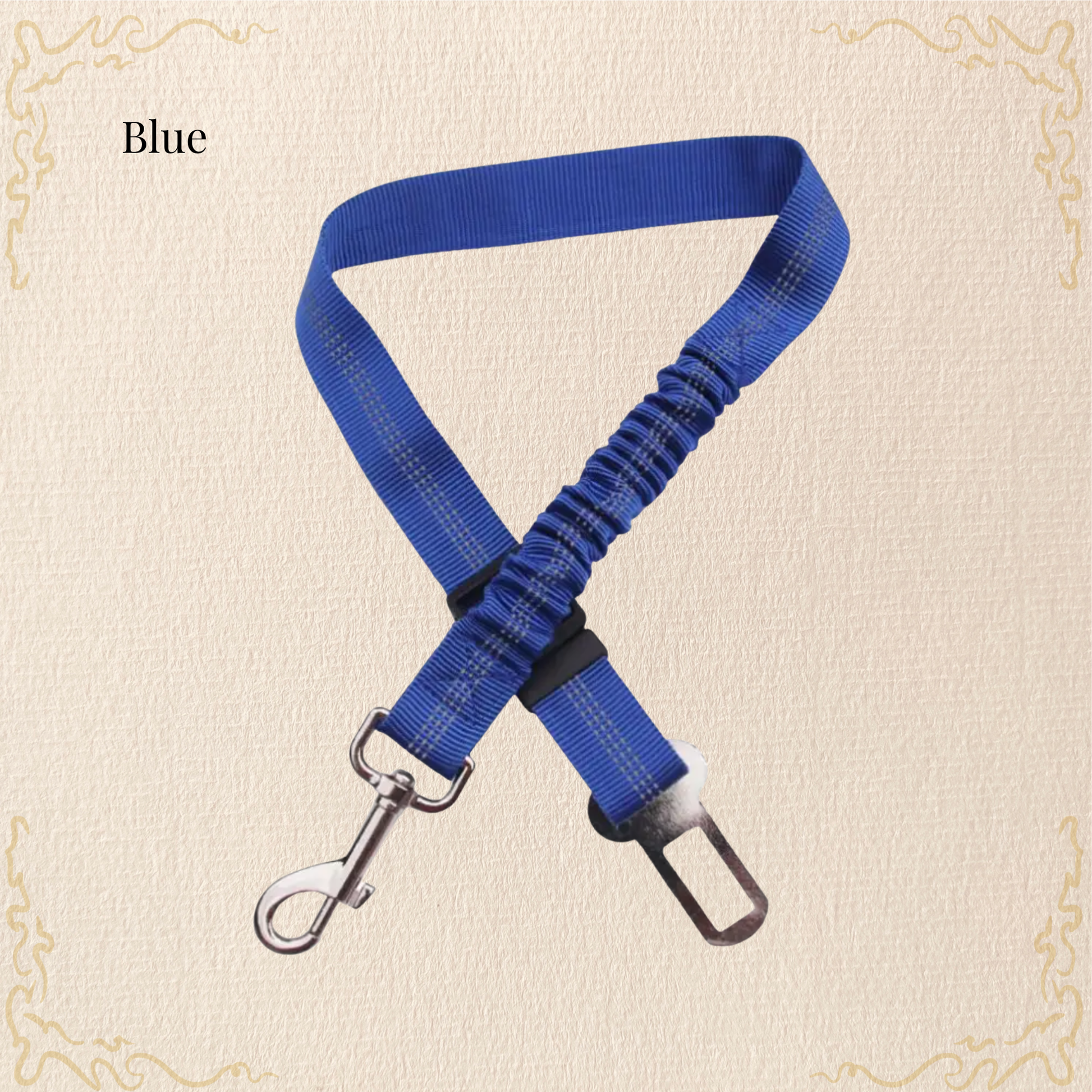 Blue adjustable dog car seat belt