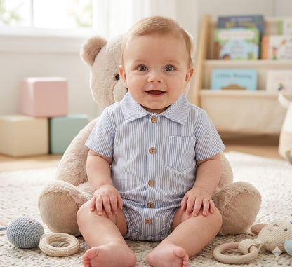 Classic Gentleman Baby Romper 🤍✨