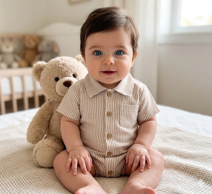 Classic Gentleman Baby Romper 🤍✨