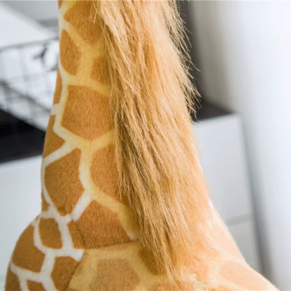 Close-up of Giant Standing Giraffe Plush – Safari-Inspired Statement Decor showing its soft mane