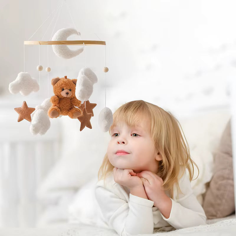 Neutral Nursery Crib Mobile – Bee & Daisy | Bear & Cloud