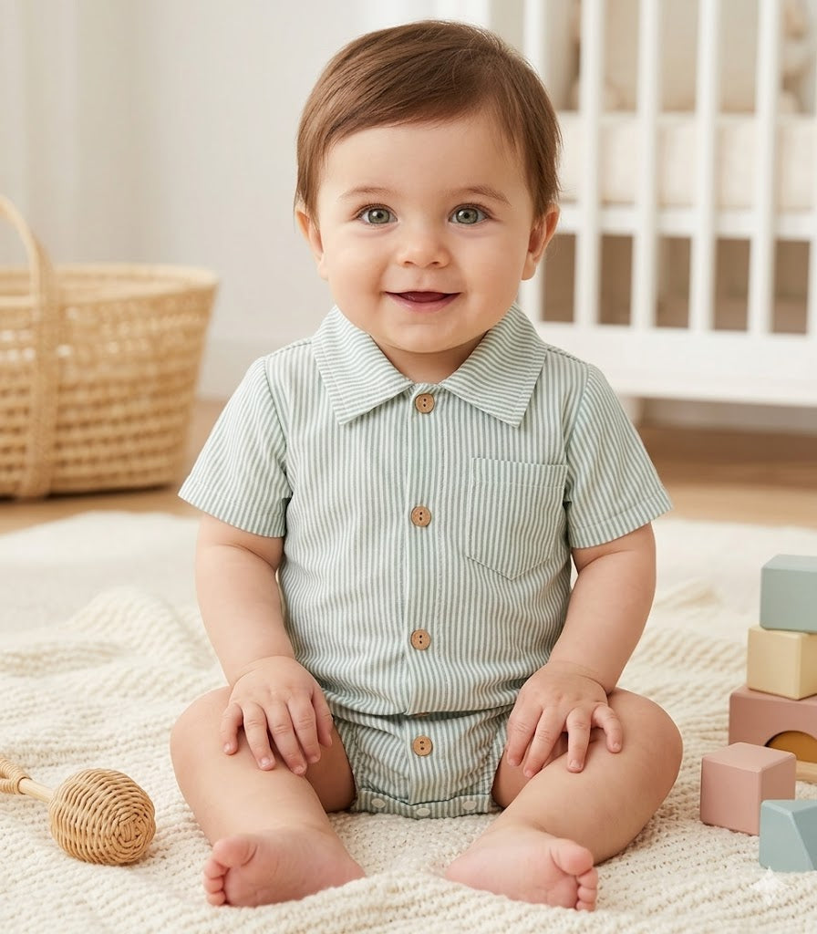 Classic Gentleman Baby Romper 🤍✨