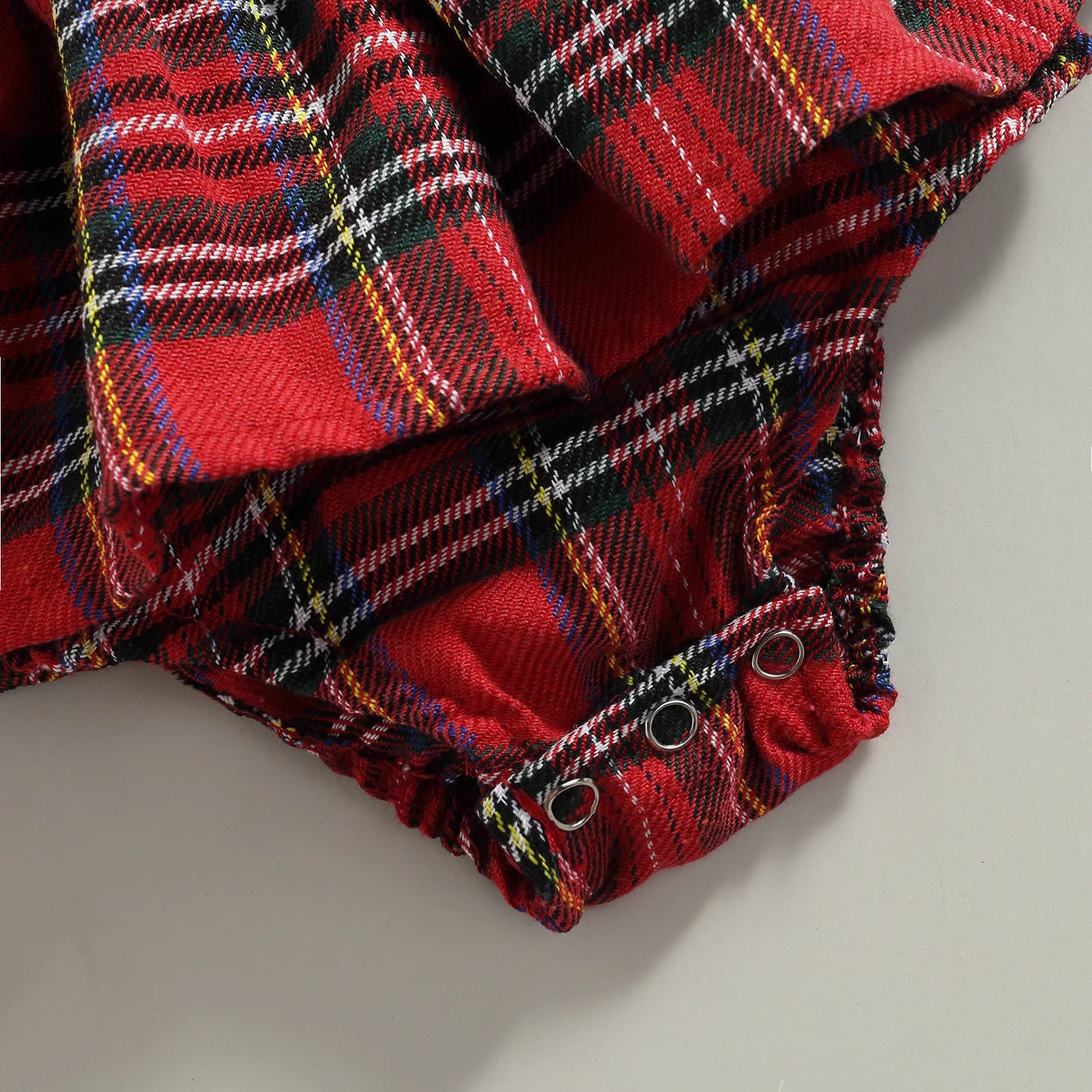 Premium cotton blend fabric – red plaid with boutique lace trim