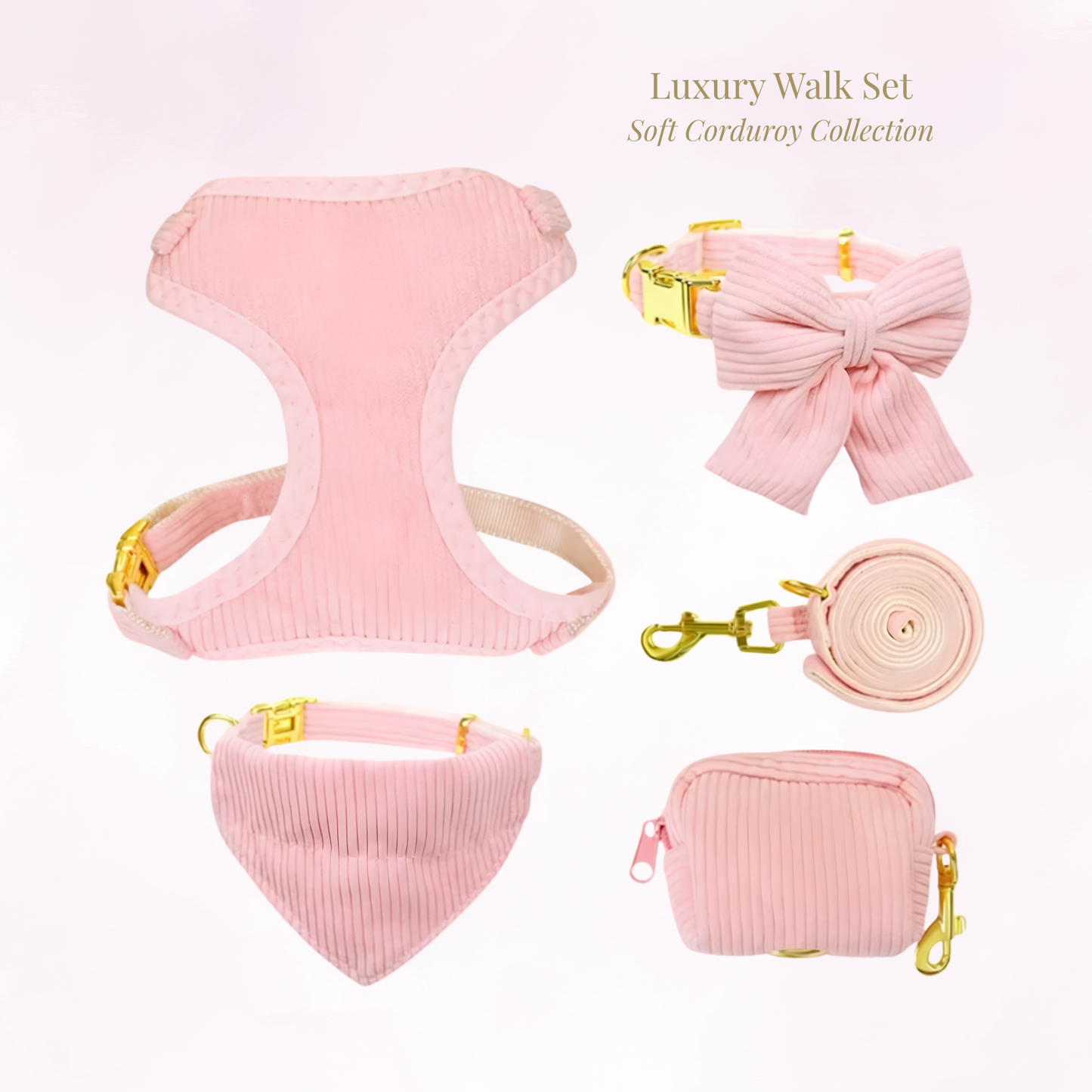 ✨ Luxury Corduroy Dog Harness & Leash Set