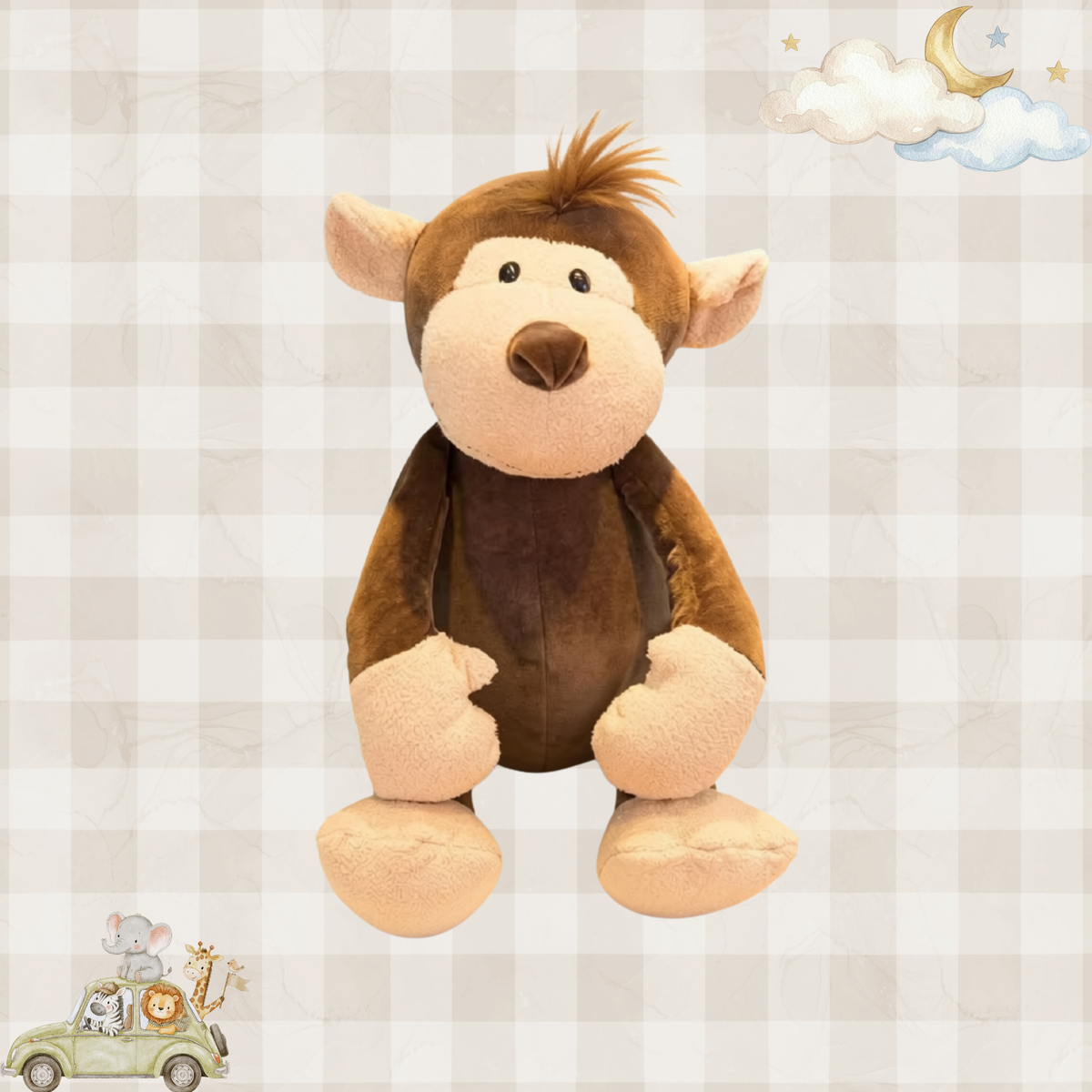 Soft Brown Monkey Plush Stuffed Animal for Babies and Kids