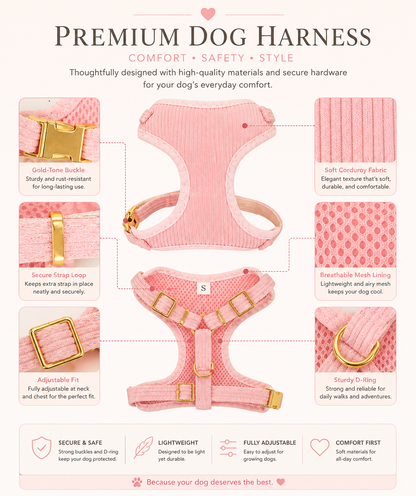 ✨ Luxury Corduroy Dog Harness & Leash Set