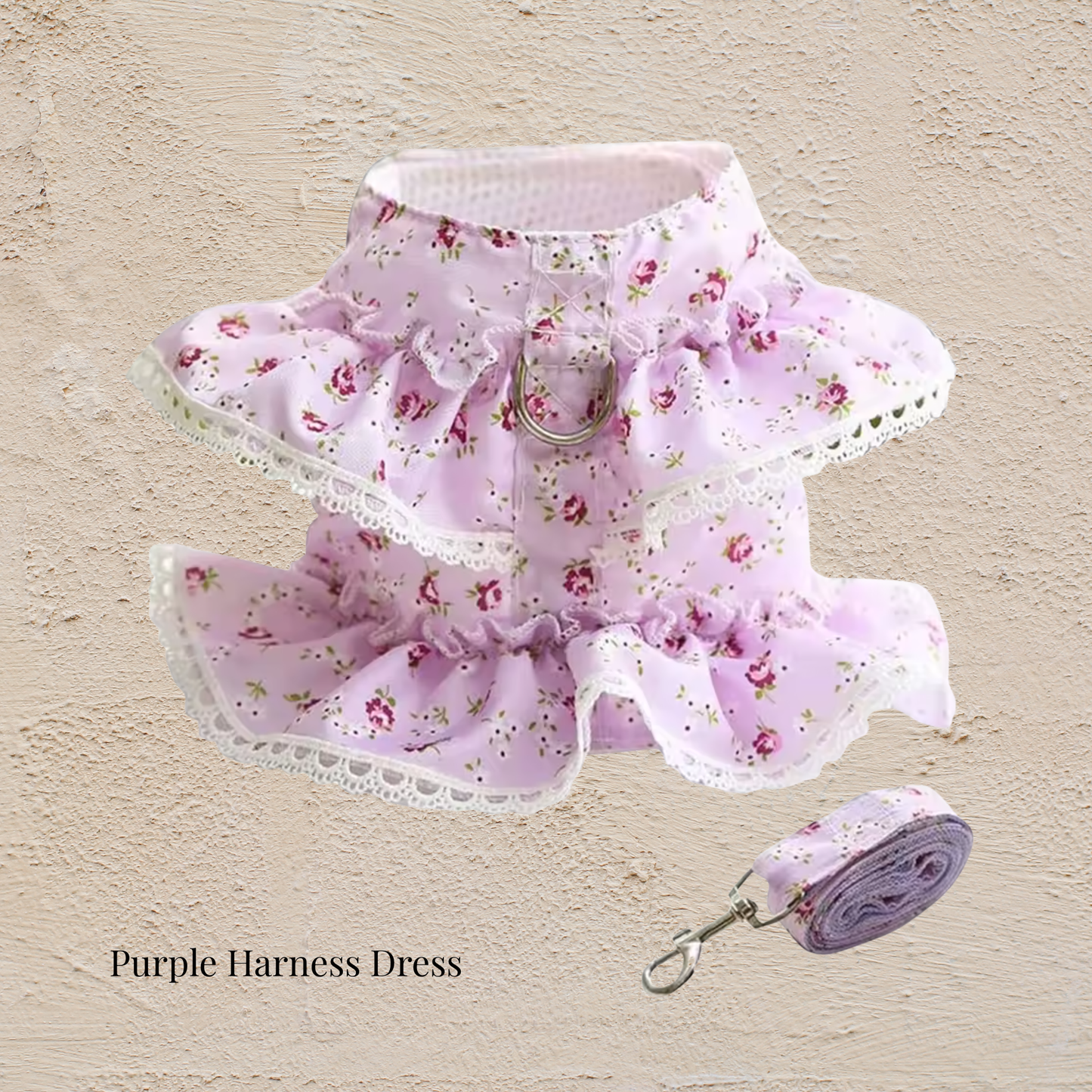 Luxury Floral Pet Harness Dress Set 🌸