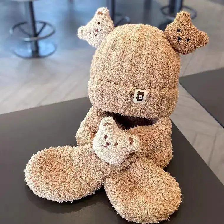 2-Piece Luxe Winter Baby Hat & Scarf Set – Elegant Bear-Inspired Design in Plush Fleece