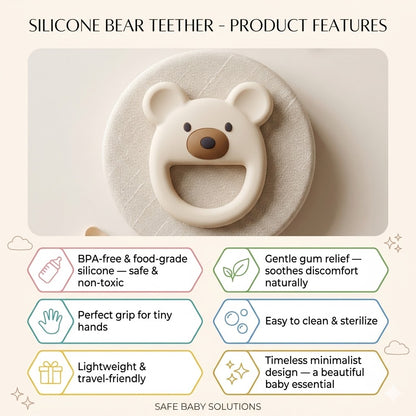 LuxeBear™ Silicone Baby Teether | Soft & BPA-Free