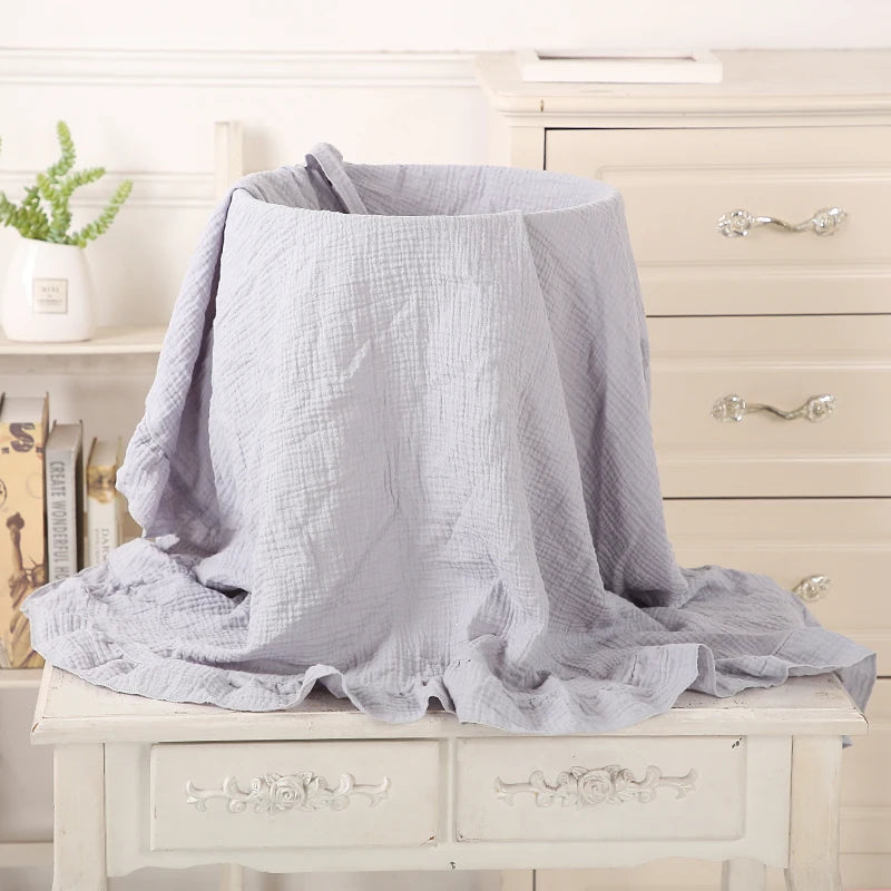 Organic muslin swaddle blanket in Dusty Blue – soft muslin baby blanket