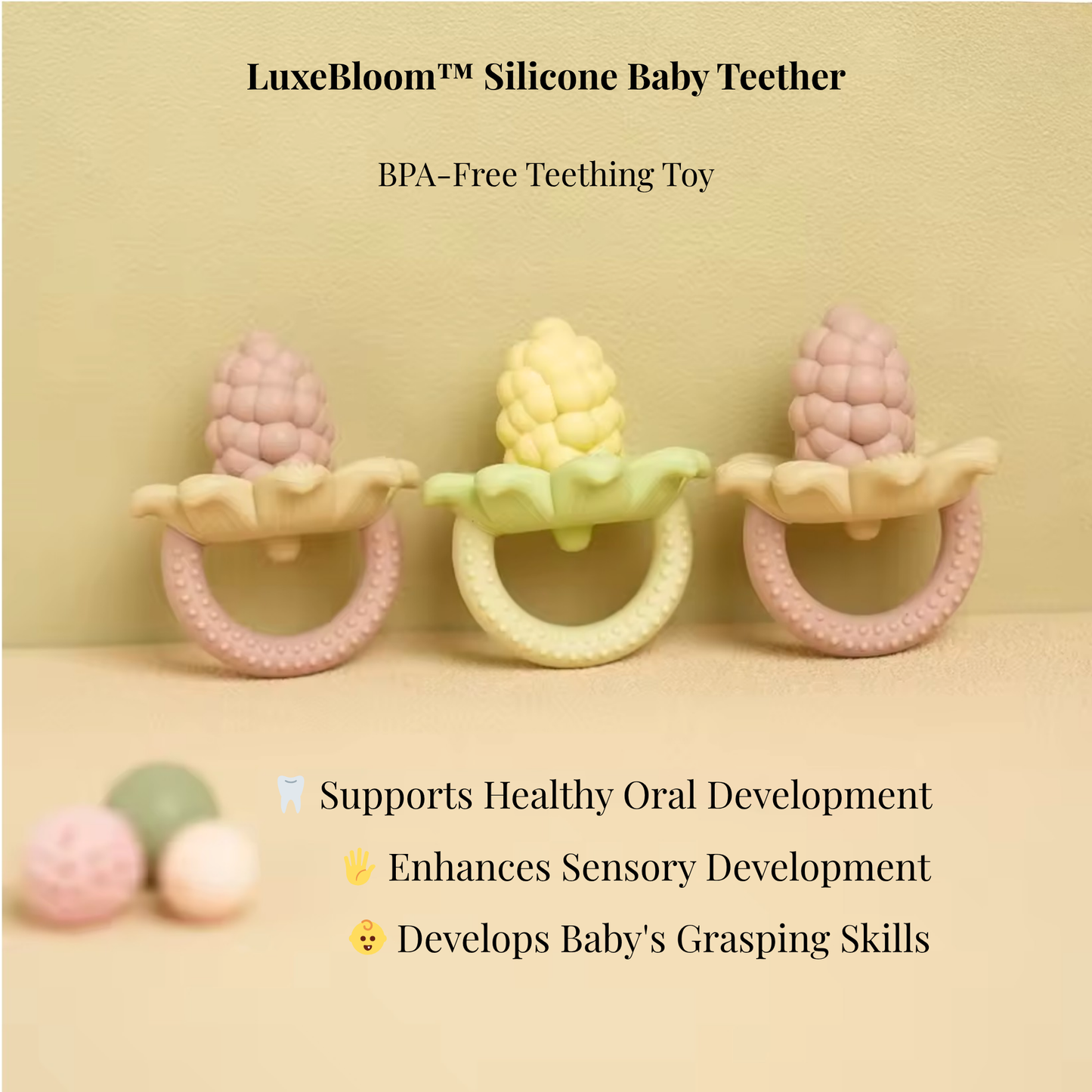 LuxeBloom™ Silicone Baby Teether | BPA-Free Teething Toy