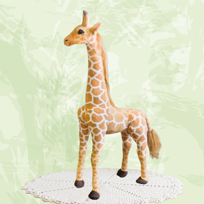 80 cm (31.5 in) Giant Standing Giraffe Plush – Safari-Inspired Statement Decor against a soft green, forest-inspired background