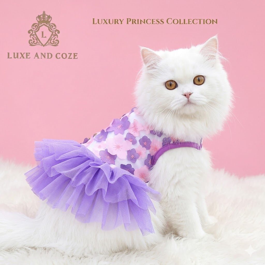 Luxury Blossom Pet Tutu Dress 💜