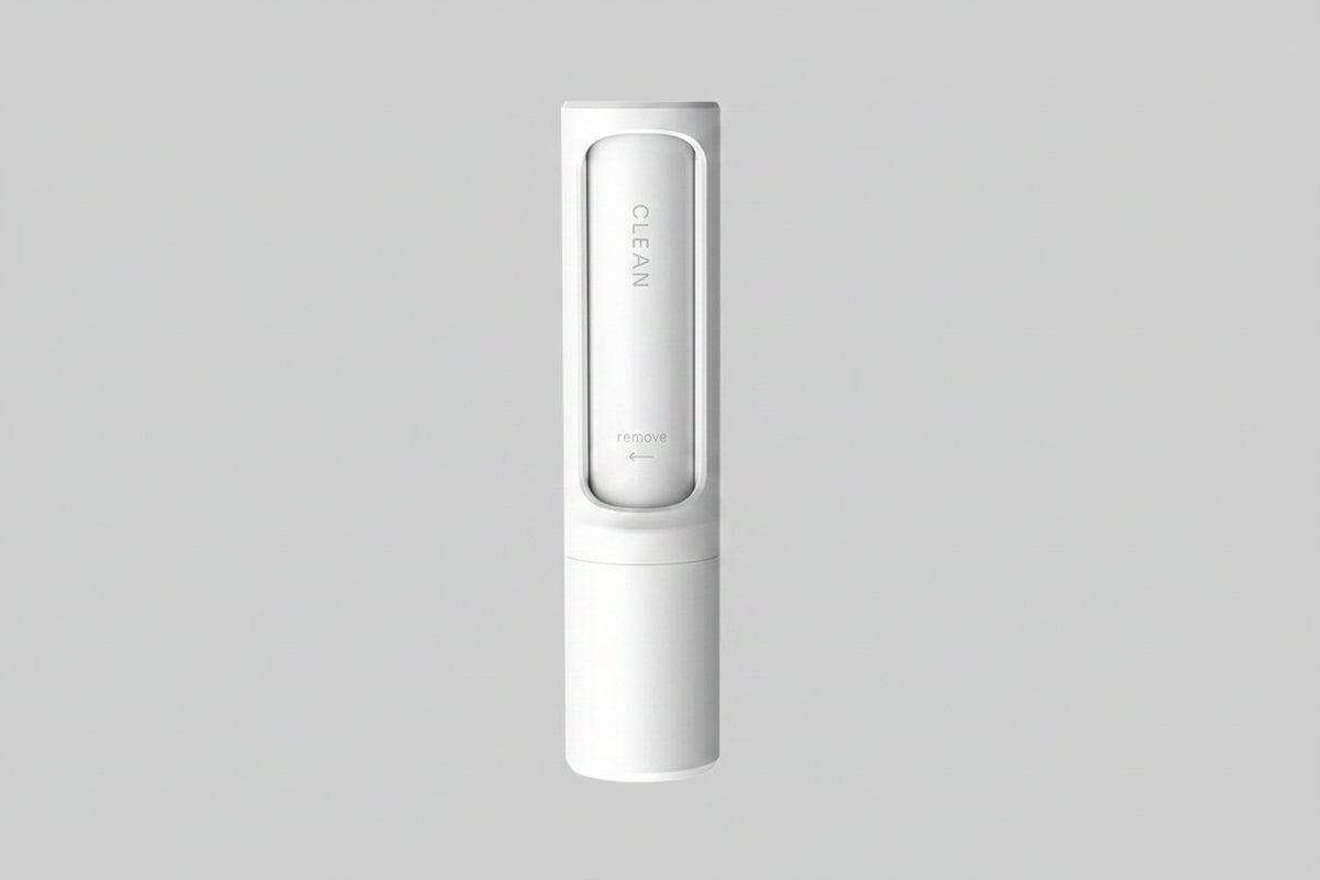 Pearl White reusable pet hair remover roller.