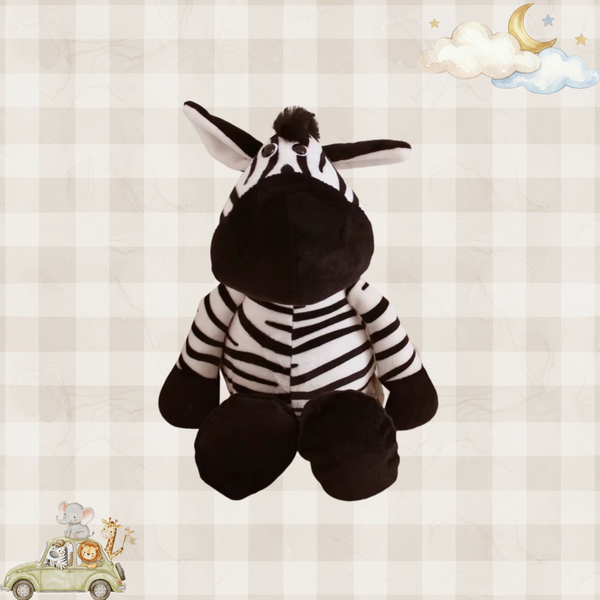 Soft Black and White Zebra Plush Stuffed Animal for Babies and Kids