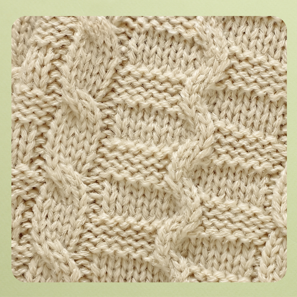 Close-up of cream cable knit texture on baby clothing