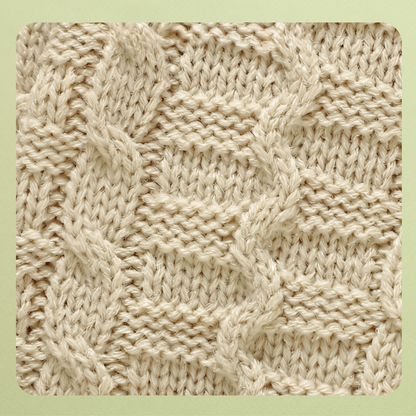 Close-up of cream cable knit texture on baby clothing