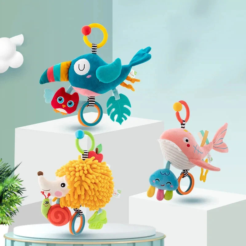 Enchanting Plush Animal Crib Mobile Toy - Perfect for Stroller, Car Seat & Nursery Fun!