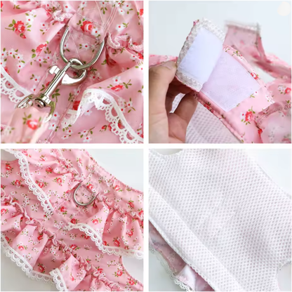 Luxury Floral Pet Harness Dress Set 🌸